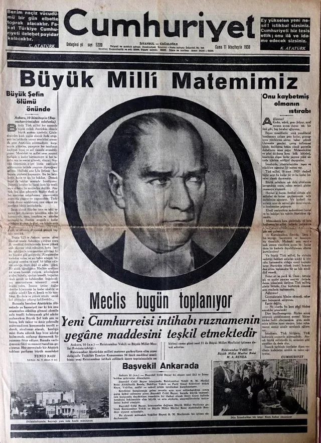 10 Kasım 1938'in gazete manşetleri: Atatürk'ün ölümü böyle duyuruldu - Resim: 5