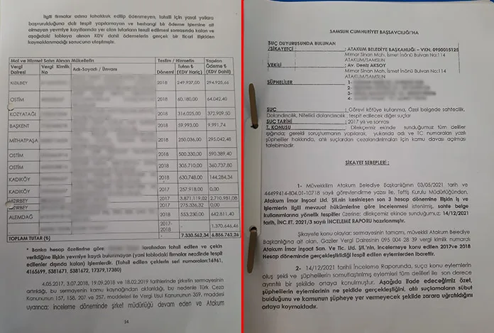 Atakum Belediyesi’ndeki vurguna suç duyurusu