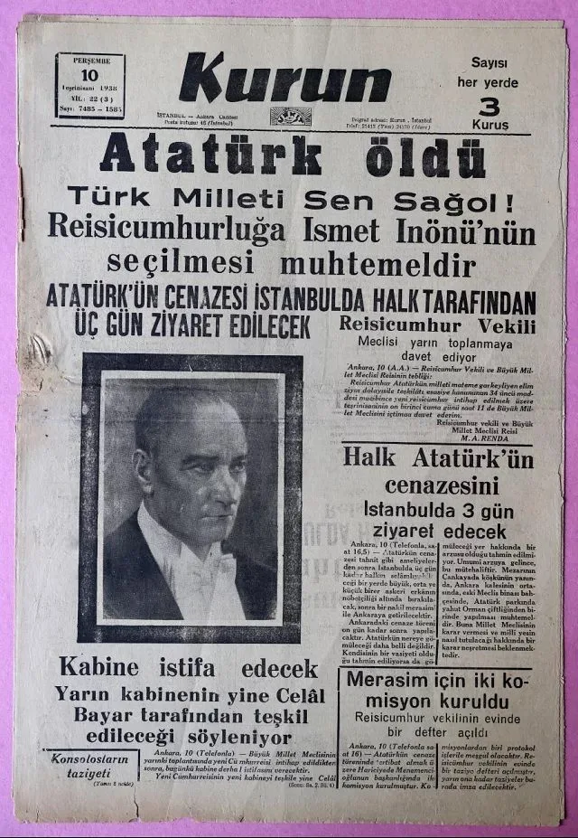 10 Kasım 1938'in gazete manşetleri: Atatürk'ün ölümü böyle duyuruldu - Resim: 7