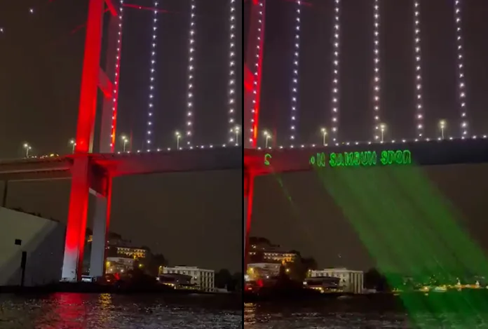 İstanbul Boğazı’na ‘Şampiyon Samsunspor’ yazıldı